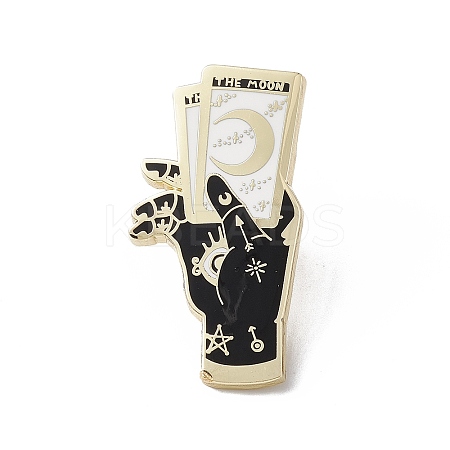 The Hand with Moon Tarot Card Enamel Pin JEWB-D012-06-1