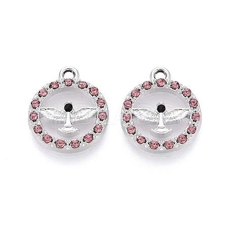 Rack Plating Alloy Rhinestone Pendants PALLOY-T091-22B-G-1-1