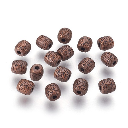 Tibetan Style Alloy Barrel Beads LS-TIBEB-5178-R-NR-1