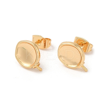 Twist Flat Round Brass Stud Earring Findings KK-M270-35G-1
