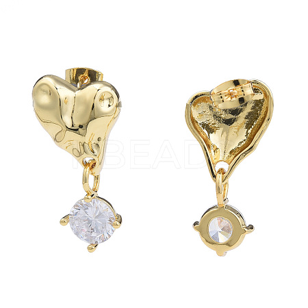 Cubic Zirconia Heart Dangle Earrings EJEW-N011-77-1