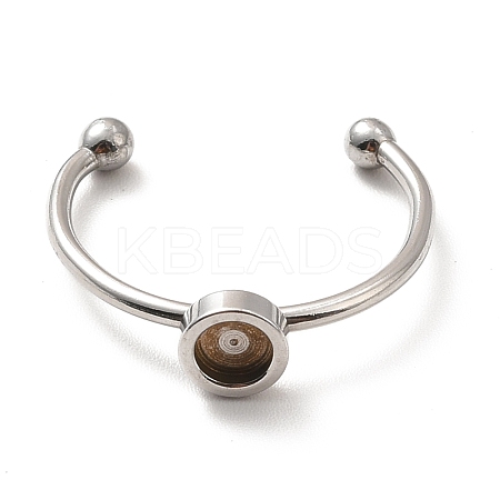 Non-Tarnish 304 Stainless Steel Cuff Ring Findings STAS-E044-04P-1