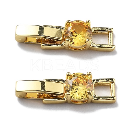 Rack Plating Brass Micro Pave Cubic Zirconia Watch Band Clasps KK-A234-016G-04-1