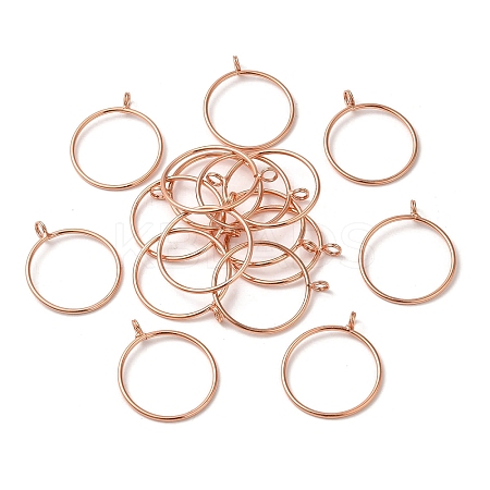 Brass Hollow Pendants KK-P001-94RG-1