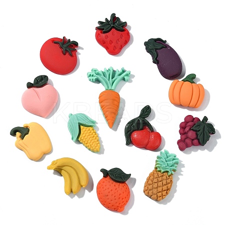 Vegetables and Fruits Theme Resin Cabochons CRES-CJ0001-10-1