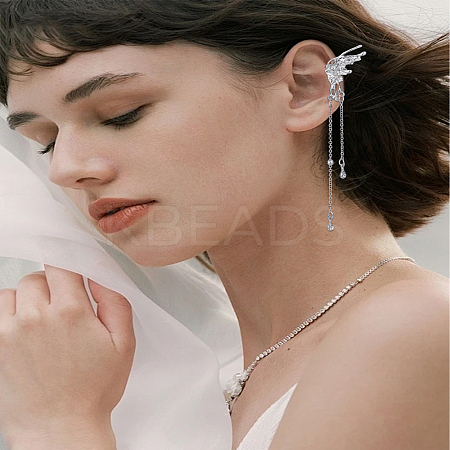 1Pair Alloy Butterfly Wing Dangle Cuff Earrings EJEW-LP0012-10-1