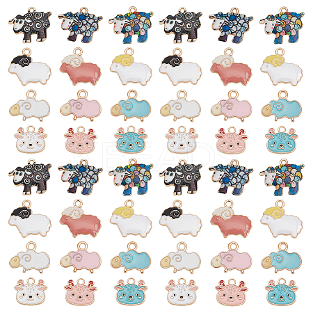 60Pcs 12 Style Alloy Enamel Pendants ENAM-PH0002-77-1