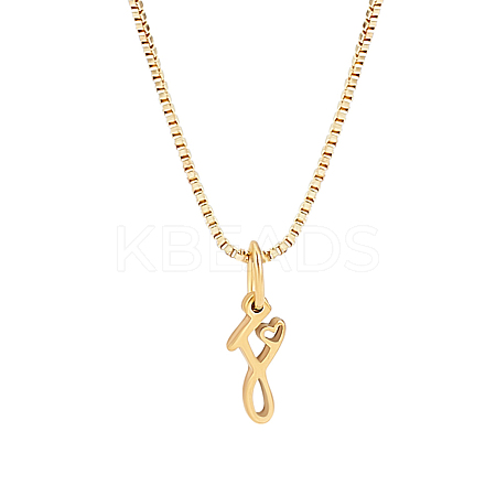 1pc Brass Chain & 304 Stainless Steel Letter Pendant Necklaces NJEW-LP0001-40F-G-1