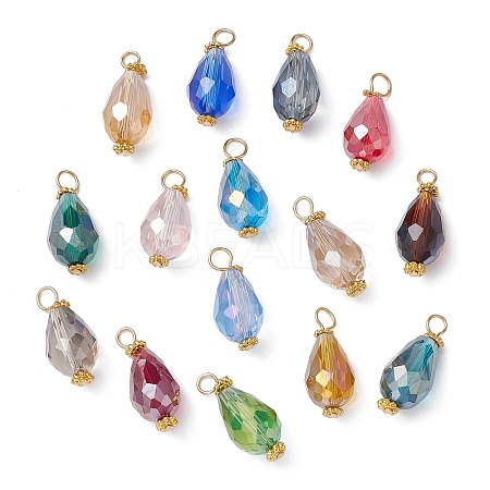 15Pcs 15 Color Electroplate Glass Pendants PALLOY-JF02257-1