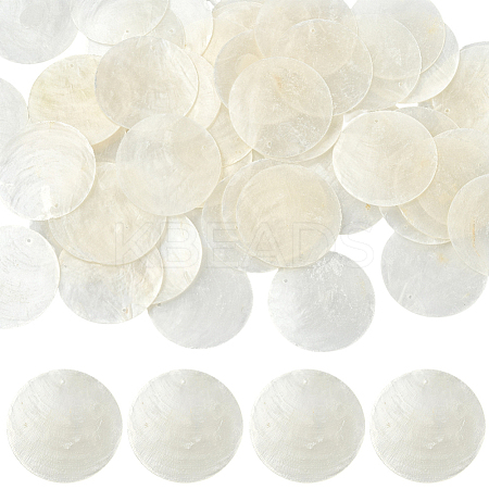 60Pcs Flat Round Capiz Shell Pendants SSHEL-SC0001-48-1