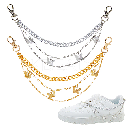 4Pcs 2 Colors Brass Chains Boot Strap Chains HJEW-HS00051-1