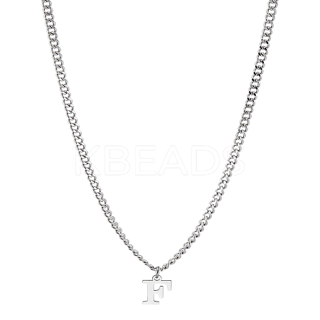 1Pc 304 Stainless Steel Letter Pendant Necklaces NJEW-LP0001-33F-P-1