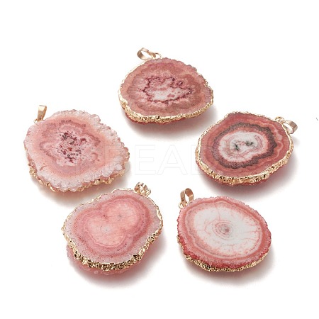 Dyed Natural Druzy Solar Quartz Crystal Pendants G-F693-01G-G-1