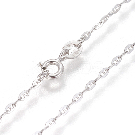 Anti-Tarnish Rhodium Plated 925 Sterling Silver Mariner Link Chain Necklaces STER-L059-10P-1