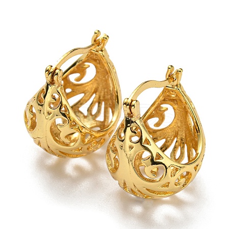 Hollow Basket Hoop Earrings EJEW-G355-03G-1