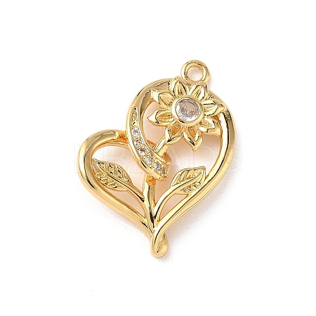 Brass Micro Pave Clear Cubic Zirconia Pendants KK-D504-10G-1