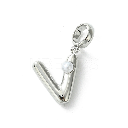 Rack Plating Brass with ABS Plastic Pearl European Dangle Charms KK-G501-02V-P-1