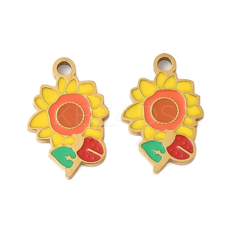 304 Stainless Steel Enamel Pendants STAS-R168-17G-1