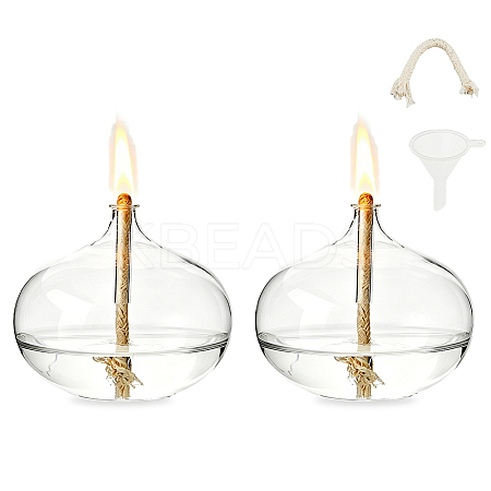Transparent Glass Candle Holders with Candle Wick DIY-WH0308-996B-1
