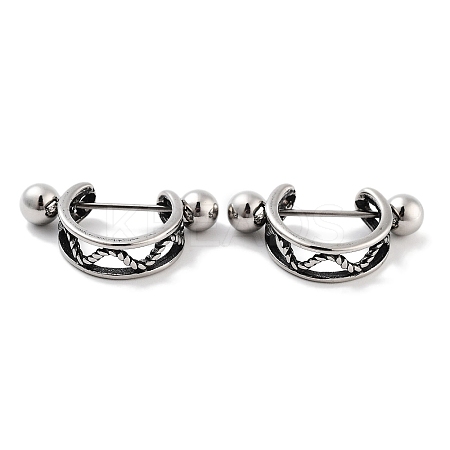 Multi-Strand 316 Surgical Stainless Steel Shield Barbell Hoop Earrings EJEW-Z050-56B-AS-1