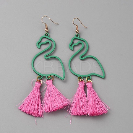 Alloy Flamingo Chandelier Earrings EJEW-WH0010-55A-1