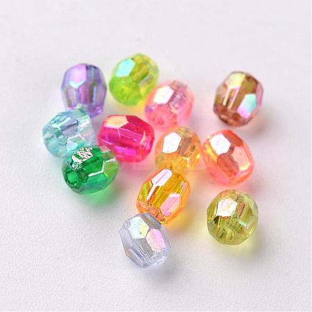 AB Color Plated Eco-Friendly Transparent Acrylic Barrel Beads TACR-L002-4mm-M-1