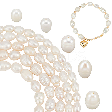 5 Strands 5 Style Natural Cultured Freshwater Pearl Beads Strands PEAR-PH0001-10-1