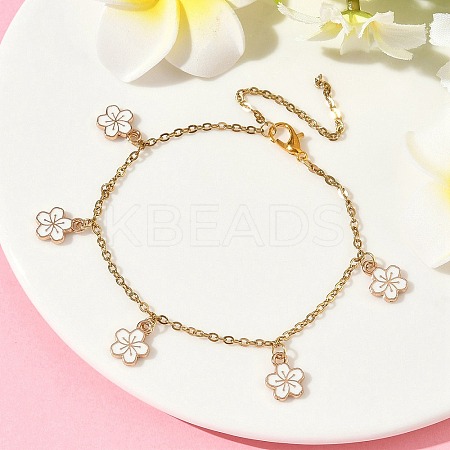 Flower Alloy Enamel Charm Bracelets BJEW-JB12285-02-1