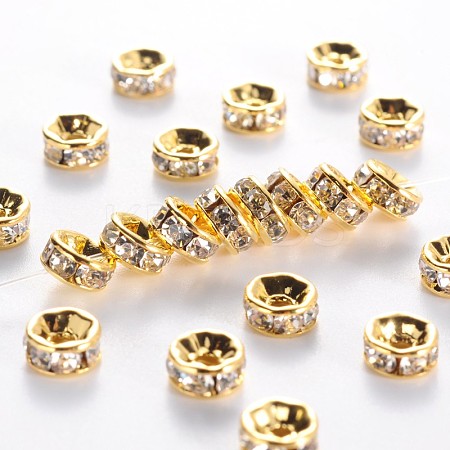 Brass Grade A Rhinestone Spacer Beads LS-RSB036NF-01G-1