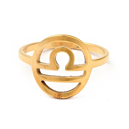 Ion Plating(IP) 201 Stainless Steel Constellations Libra Finger Ring for Women RJEW-G266-19G-1