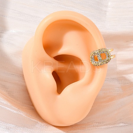 Oval Brass Micro Pave Clear Cubic Zirconia Cuff Earrings EJEW-K305-05G-1