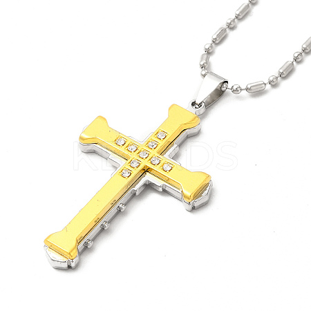 Alloy Cross Pandant Necklace with Link Chains NJEW-K245-003G-1