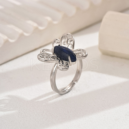 Simple Butterfly Natural Sodalite Adjustable Ring UP5145-2-1