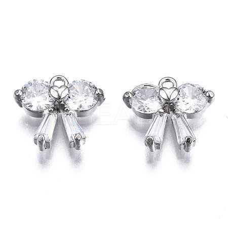 Brass Inlaid Clear Cubic Zirconia Charms ZIRC-S069-018P-1