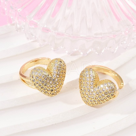 Brass Micro Pave Clear Cubic Zirconia Cuff Earrings EJEW-Q045-06G-1