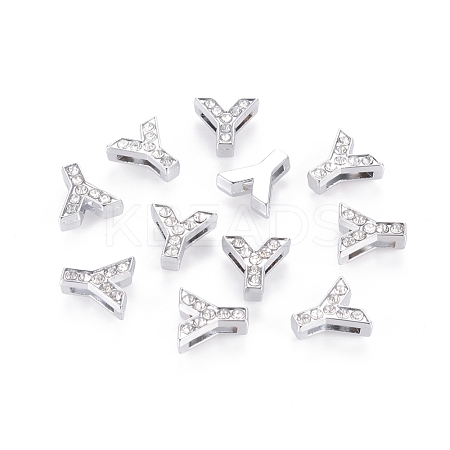 Alloy Initial Slide Charms with Grade A Rhinestones ALRI-R032-Y-FF-1