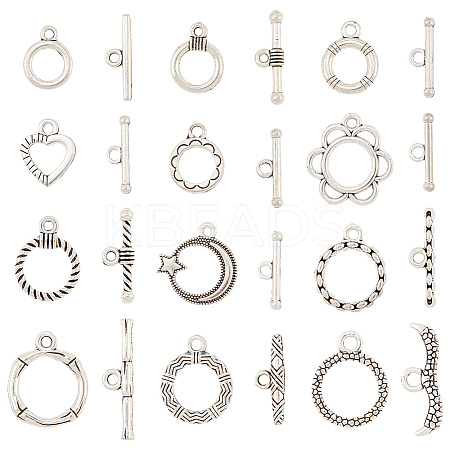 12 Styles Tibetan Style Alloy Toggle Clasps FIND-SC0012-97-1