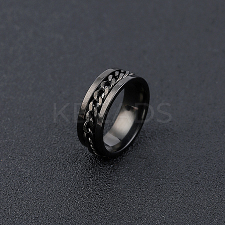 304 Stainless Steel Rotatable Chain Finger Rings for Men FS-WG60CA3-40-1