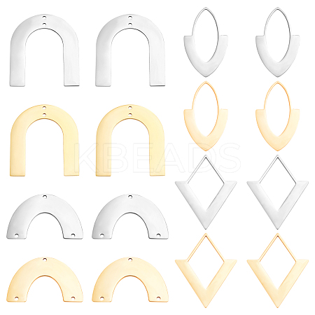 16Pcs 8 Style 201 Stainless Steel Connector Charms & Pendants STAS-BC0003-37-1