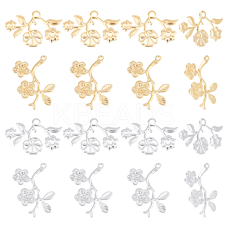 40Pcs 4 Styles 304 Stainless Steel Pendants STAS-UN0033-81-1