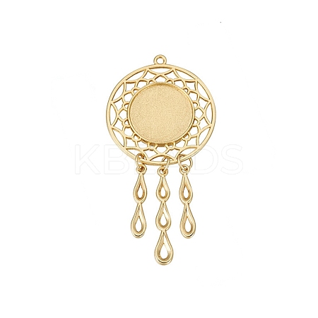 Hollow Alloy Pendants Cabochons Settings PALLOY-TAC0127-03G-1