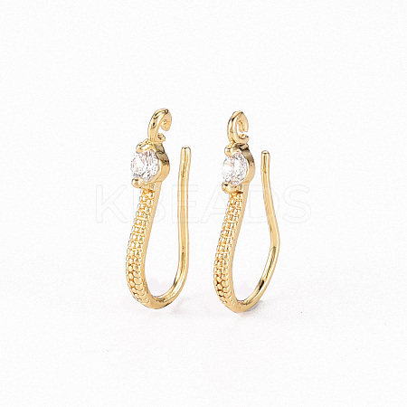 Brass Micro Pave Clear Cubic Zirconia Earring Hooks LS-X-ZIRC-S068-007-NF-1