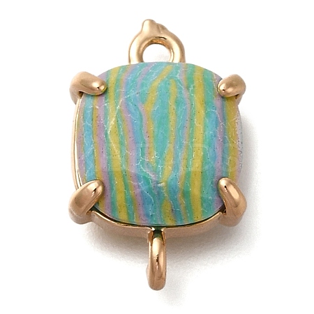 Brass Glass Imitation Gemstone Connector Charms KK-Z076-01G-01-1