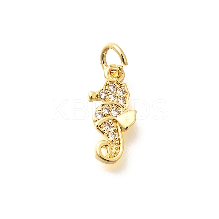 Brass Micro Pave Clear Cubic Zirconia Charms KK-Q040-04A-G-1