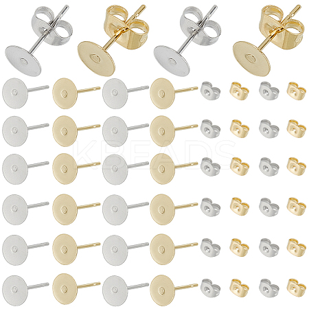 200Pcs 2 Color 304 Stainless Steel Stud Earring Findings STAS-SP0001-50-1