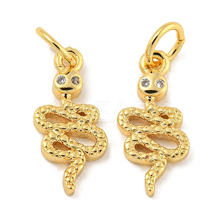 Rack Plating Brass Micro Pave Clear Cubic Zirconia Pendants KK-B093-02G-G-1