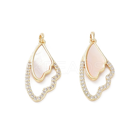 Rack Plating Brass Shell Pendants KK-A183-40G-1