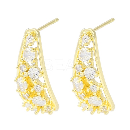 Brass Pave Clear Cubic Zirconia Stud Earring Findings LS-KK-F875-03G-1