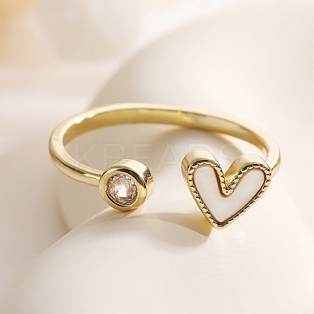 Brass Micro Pave Cubic Zirconia Open Cuff Rings for Women LS-RJEW-K308-02B-G-1