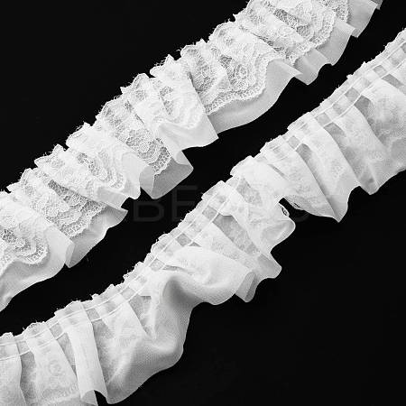 Double-Layer Pleated Polyester Chiffon Lace Trim OCOR-WH0047-19A-1